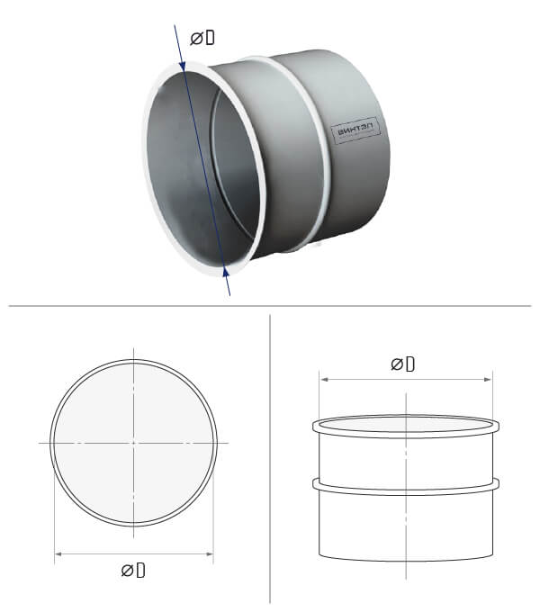 картинка Врезка с отбортовкой круглая d 125 -60  (оцинкованная сталь 0,7 мм)