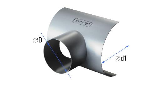 картинка Врезка круглая d 100 в круглую трубу d 315 длиной 100  (оцинкованная сталь 0,5 мм)