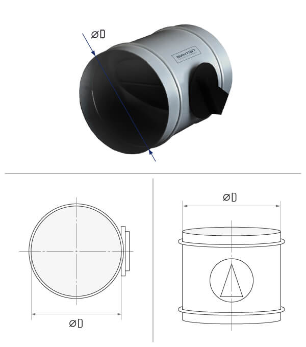 картинка Дроссель-клапан круглый d 710 [нп] (оцинкованная сталь 0,9 мм)
