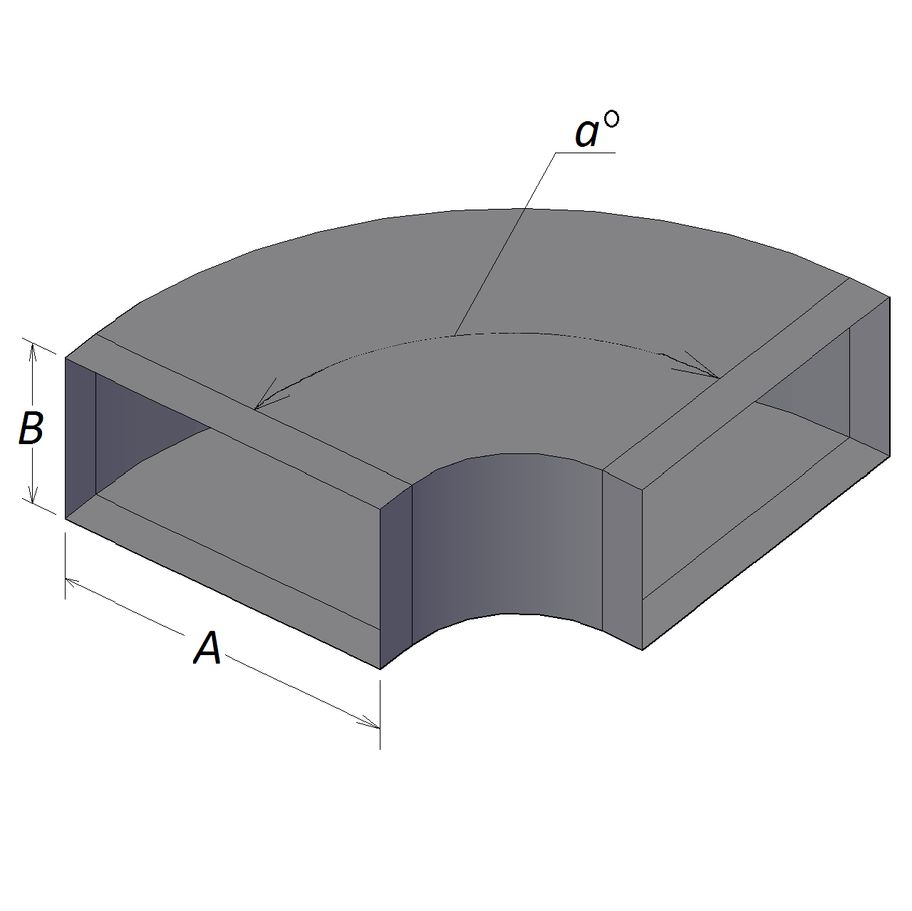 Расчет площади поверхности отвода прямоугольного сечения