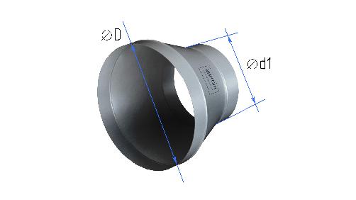 картинка Переход круглый d 800 / d 250 длина 500 тип-1 черная сталь 1,5 мм