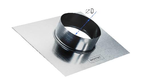картинка Врезка круглая d 200 в площадку 400х400 длиной 100 (оцинкованная сталь 0,5 мм)