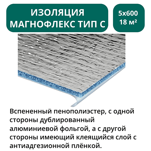 Изоляция Магнофлекс тип С 5х600 мм - 18 м2 - 30 м.п 