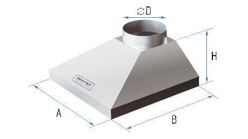 картинка Зонт вытяжной с жироуловителем прямоугольный 670х600/ 350(h) /250х250/⌀125 Оц.С/0,7/ В-Л