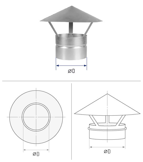 картинка Зонт крышный круглый d 1420  (оцинкованная сталь 0,9 мм)