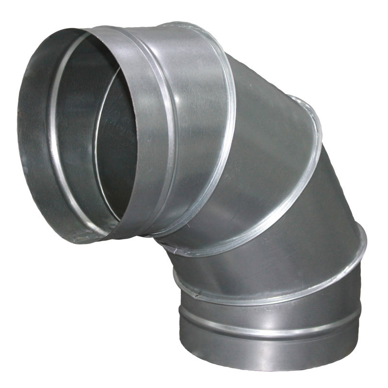 Отвод-переход круглый d 200/100-90° R-150 [нп] (оцинкованная сталь 0,5 мм)