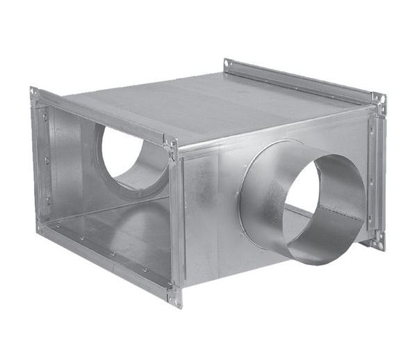 Крестовина прямоуг. с круг. врезками 400х400/d1-250/d2- 250/ 450 -100 [20] (оцинкованная сталь 1 мм)