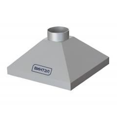 Зонт вытяжной прямоугольный 1200х1200 /высота h-300/площадка 1200х600/ врезка d-160 (оцинкованная сталь 0,7 мм)