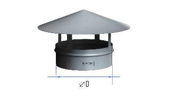 картинка Зонт крышный круглый d 315 нержавеющая сталь AISI 304 - 0,8 мм