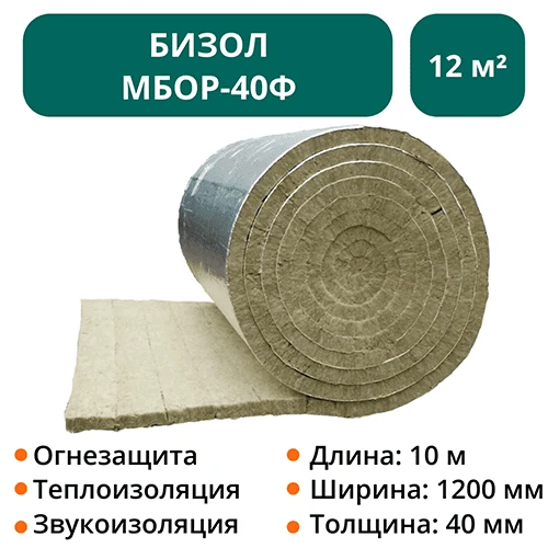 Теплоогнезащитное покрытие Бизол МБОР-40Ф 10000х1200х40 мм 