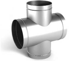 Крестовина круглая d 400/160/400 L-400 патрубок l1-100 [нп] (оцинкованная сталь 0,5 мм)