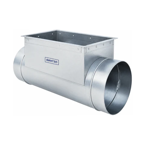 Тройник круглый с прямоуг. врезкой d 315/200х100/d 315 L-400 врезка l1-100 [нп] (оцинкованная сталь 0,5 мм)