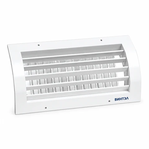 Решетка дуговая двухрядная с клапаном В-ДДРКР 400х150h Ø200мм RAL9016