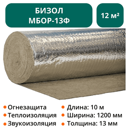 Теплоогнезащитное покрытие Бизол МБОР-13Ф 10000х1200х13мм -12 м2
