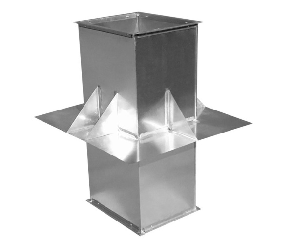 Узел прохода прямоуг. без утеплителя 800х800 L-600 [25] (черная сталь 1,2 мм (дымоудаление))