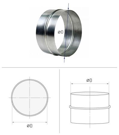 Ниппель d 100 L-100  (оцинкованная сталь 0,5 мм)