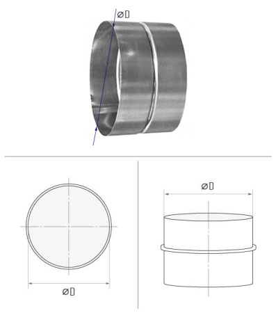 Муфта d 180 L-100  (оцинкованная сталь 0,7 мм)