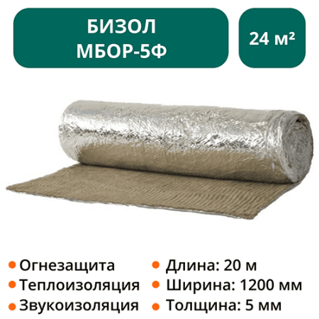 Теплоогнезащитное покрытие Бизол МБОР-5Ф 20000*1200*5мм