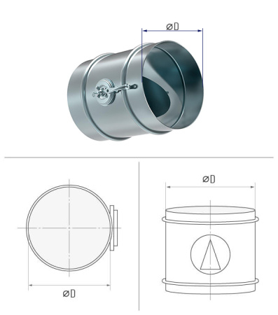 Дроссель-клапан круглый d 140 [нп] (оцинкованная сталь 0,5 мм)