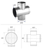 Крестовина круглая d 355/355/355 L-555 патрубок l1-100 [нп] (оцинкованная сталь 0,5 мм)